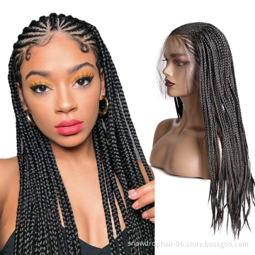 Wholesale Best Supplier High Quality Long Lace Front Frontal Wigs Heat Resistant Braided Wig Synthetic Hair Wigs With Highlights